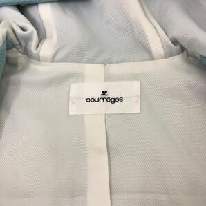 m495 courreges クレージュ アンゴラ ダッフルコート フード フーディ コート 上着 羽織り アウター ブルー系 レディース 38の画像9