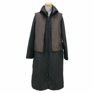 m499-32 HIROKO KOSHINO ヒロココシノ ベスト 付き デザイン 中綿コート コート 上着 羽織り アウター ブラック レディース 11の画像1