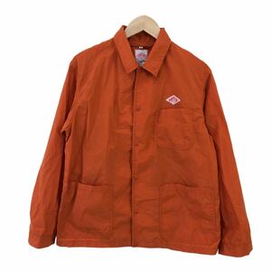 H711② DANTON ダントン 長袖 薄手 コーチジャケット ジャケット 上着 シャツジャケット オレンジ系 スナップボタン メンズ 38 良品