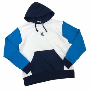 C336 HELLY HANSEN ヘリーハンセン 大きいサイズ スウェット パーカー プルオーバー フード付き 上着 トップス メンズ XL 白 青