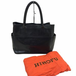 D525-⑦ イタリア製 HIROFU ヒロフ ハンドバッグ レザーバッグ 肩掛け かばん カバン 鞄 バッグ BAG ブラック 実寸参考