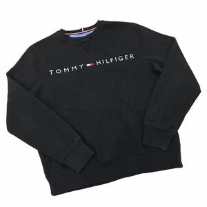 NC212 TOMMY HILFIGER トミーヒルフィガー 長袖 スウェット トレーナー トップス プルオーバー メンズ M ブラック 黒