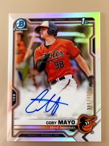 2021 Bowman Chrome Prospect Autographs Refractors #CPACMA Coby Mayo 395/499