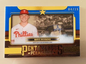 2023 Topps Five Star Pentamerous Penmanship Blue #PPRH Rhys Hoskins 04/15