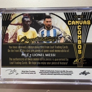 2023 Leaf Art of Sport Canvas Combos Game-used memorabilia Pele/Lionel Messi 3/3の画像2