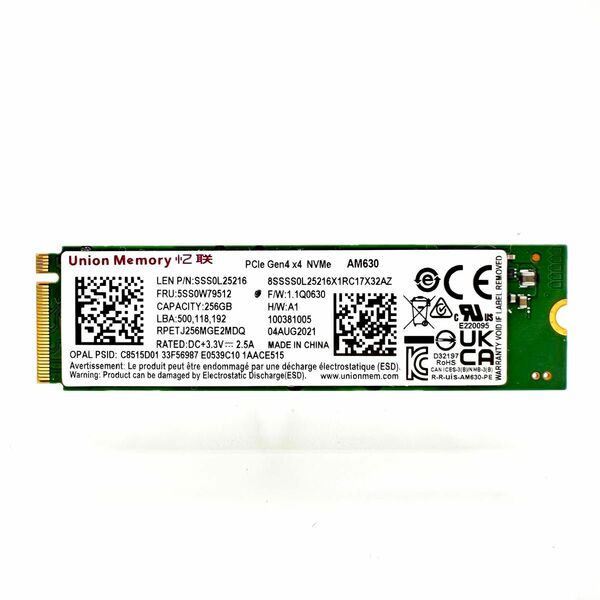 AM630 256GB Union Memory M.2 SSD NVMe 2280