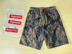 supreme シュプリーム 32 Flames Jacqurrd Baggy Denim Shorts バギーショーツ 半ズボン ショートパンツ デニム 黒 washed black