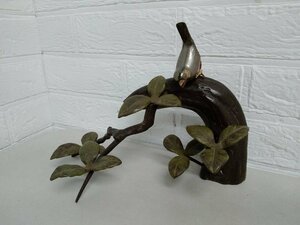 木樹の小鳥 古銅 金属工芸 鳥 オブジェ 置き物 置物 伝統工芸