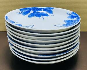 和食器 陶器 愛陶造 花絵柄 皿揃 10客 セット　お皿 和食器/ 陶器/ 中大皿　26cm