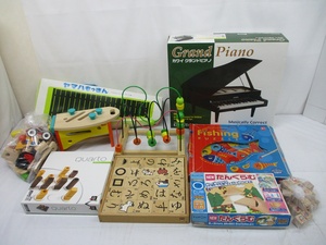 7027Y intellectual training wooden toy toy large amount * Kawai / grand piano Yamaha /......./.....bo- flannel ndo/ fish .. beads Coaster other 