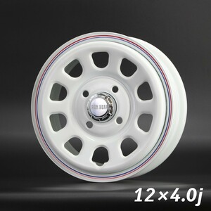 デイトナ スチール A07 白◆4J 12インチ IS42 PCD100-4H ハブ径68ｍｍ◆新品未使用ホイール4本セット!!軽トラック 軽箱に!!