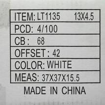 OLDMOON LT1135◆4.5J 13インチ IS42 PCD100-4H ハブ径68ｍｍ◆スチールホイール ホワイトカラー◆ワゴンR エブリィ ミラなど軽自動車に!!_画像5