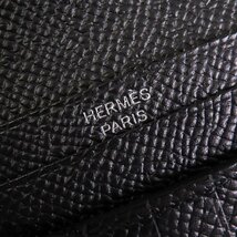 101716346 エルメス HERMES ベアン コンパクト U刻印 ブラック シルバー金具 エプソン 二つ折り財布 展示未使用_画像4