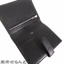 101716346 エルメス HERMES ベアン コンパクト U刻印 ブラック シルバー金具 エプソン 二つ折り財布 展示未使用_画像3