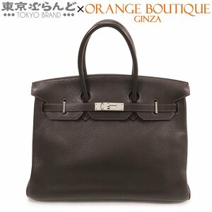 101717180 エルメス HERMES バーキン 35 □F刻印 茶 エベンヌ シルバー金具 トリヨン ハンドバッグ レディース