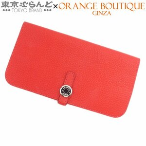 101716838 エルメス HERMES ドゴン ロング □Q刻印 ヴァーミリオン シルバー金具 トゴ 長財布 レディース