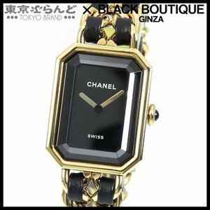 101716707 Chanel CHANEL Premiere M original edition H6951 black SS leather box * written guarantee attaching wristwatch lady's quartz 