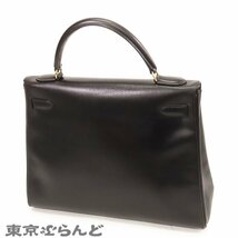 101717182 エルメス HERMES ケリー 32 ○Y刻印 黒 ブラック ゴールド金具 ボックスカーフ 内縫 2WAY ハンドバッグ レディース ヴィンテージ_画像2