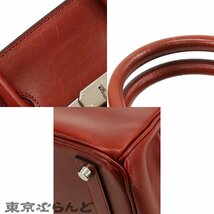 101717607 エルメス HERMES オータクロア 32 □J刻印 ルージュアッシュ シルバー金具 ボックスカーフ ハンドバッグ レディース_画像6