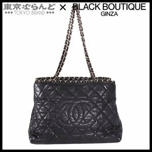 101692592 シャネル CHANEL チェーントートバッグ ブラック ゴールド金具 レザー ココマーク 16番台 トートバッグ レディース