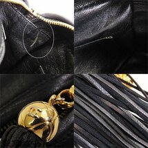 101698655 シャネル CHANEL ココマーク ビジュー チェーンバッグ フリンジ 黒 G金具 ラムスキン ヴィンテージ ショルダーバッグ レディース_画像7