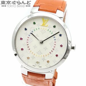 101682427 ルイヴィトン LOUIS VUITTON タンブールスリムMM レインボー 日本限定200本 QA159 SS アリゲーター 33mm 腕時計 ユニセックス