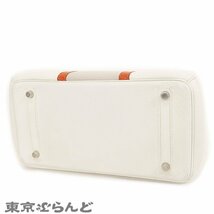 101717987 エルメス HERMES バーキン クラブ 30 □O刻印 ホワイト パールグレー サンギーヌ トリヨン リザード ハンドバッグ レディース_画像3