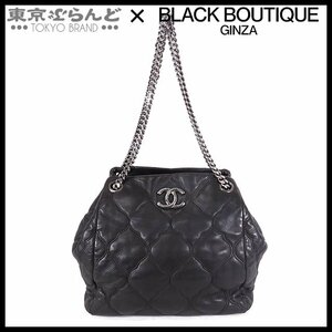 101692593 シャネル CHANEL クローバーモチーフ チェーンショルダーバッグ ブラック ルテニウム金具 ラムスキン 12番台 レディース A