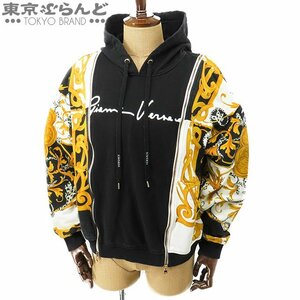 101718273 ヴェルサーチェ VERSACE バロック パーカー プルオーバー A87038 ブラックxホワイトxゴールド コットン フーディ 40 メンズ