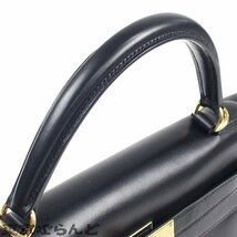 101688655 エルメス HERMES ケリー 32 外縫 □F刻印 ブラック ゴールド金具 ボックス 2way ショルダーバッグ ハンドバッグ レディース_画像6