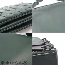 101688890 ボッテガヴェネタ BOTTEGAVENETA イントレチャート トリオバッグ 620360 グリーン レザー ショルダーバッグ ユニセックス_画像8