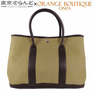 101682780 エルメス HERMES ガーデンパーティ PM T刻印 カーキxブラウン トワルオフィシエ ネゴンダ トートバッグ レディース A