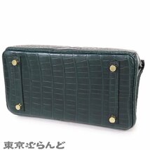 241001011404 エルメス HERMES バーキン 25 U刻印 緑 ヴェールシプレ ゴールド金具 アリゲーターマット ハンドバッグ レディース 未使用_画像3