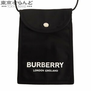 103018636 バーバリー BURBERRY ロゴ プリント ポシェット ブラック ナイロン フォンケース サコッシュ ショルダーバッグ ユニセックス