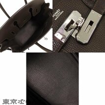 101720491 エルメス HERMES バーキン 30 □I刻印 茶 エベンヌ シルバー金具 ヴァッシュリエジェ ハンドバッグ レディース_画像8