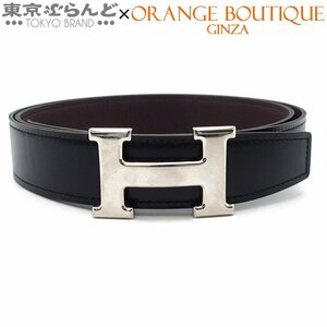 101720515 エルメス HERMES Hベルト リバーシブル A刻印 ブラック　ショコラ シルバー金具 ボックスカーフ トゴ 100 ベルト メンズ