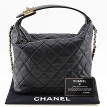 CHANEL シャネル ホーボー ミディアムサイズ ショルダーバッグ ラムスキン 黒 レディース【W121324443】中古_画像10