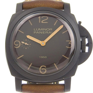 PANERAI Panerai ru Minaux ru1950 3DAYS PAM00375 wristwatch leather × Composite tea hand winding men's Brown face [90000060] used 