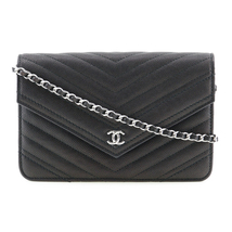 CHANEL シャネル シェブロン チェーンウォレット A84350 ショルダーバッグ レザー レディース【I120824001】中古_画像1