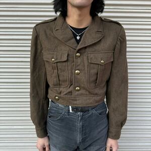 美品 50s French Army フランス軍 実物 制服 アイクジャケット ユニフォーム バトルドレス ミリタリー 40s セリーヌ 短丈 ウール 軍物 XS