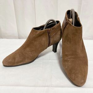  peace 248* 23 district bootie short boots heel side Zip suede leather made in Japan 23.5 lady's Brown 