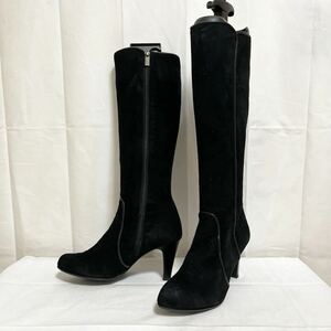 WA 249 ★ Natural Beauty Natural Beauty Long Boots Heal Side Side Zip замша 23 дамы черные сделаны в Японии