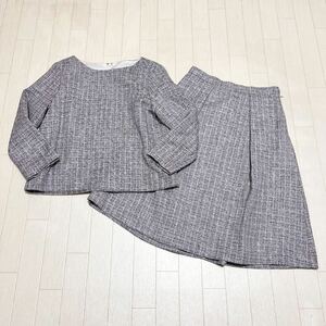 和257★① GREEN LABEL RELAXING UNITED ARROWS グリーンレーベルリラクシング セットアップ ブラウス スカート 入学式 グレー レディース