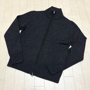 和261★ RALPH LAUREN ラルフローレン ニット ジップブルゾン M ダークグレー レディース 