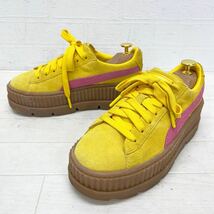 和270★ PUMA FENTY by Rihanna プーマ フェンティ 厚底 スニーカー ボリューム シューズ スエード 23 レディース イエロー ピンク_画像1