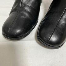 和247★ NINE WEST ナインウエスト レザーブーツ ショートブーツ ヒール サイドジップ 7.5M レディース ブラック_画像7