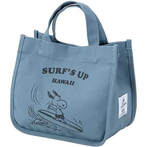 スヌーピー SNOOPY SURF‘S UP HAWAII ミニ トートバッグ ブルー サーフショップ ハワイ キャンパス生地 限定 SURF SHOP HAWAII