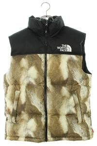 シュプリーム SUPREME ノースフェイス 13AW Fur Print Nuptse Vest サイズ:S ファープリントヌプシダウンベスト 中古 SB01