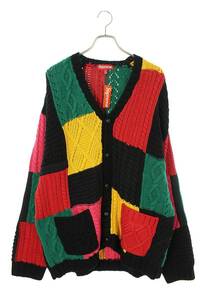 シュプリーム SUPREME 23AW Patchwork Cable Knit Cardigan サイズ:XL パッチワークケーブルニットカーディガン 中古 BS55