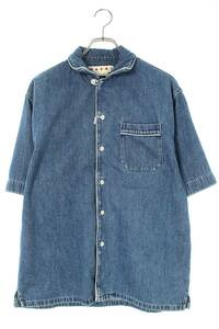  Marni MARNI 23SS CUJU00171S size :46 Logo embroidery Denim short sleeves shirt used SB01